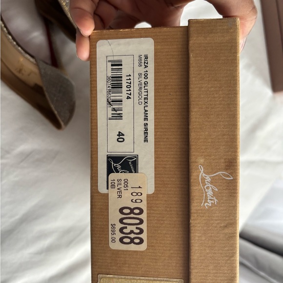 Christian Louboutin Silver Heels with Sparkly Finish - Picture 10 of 11